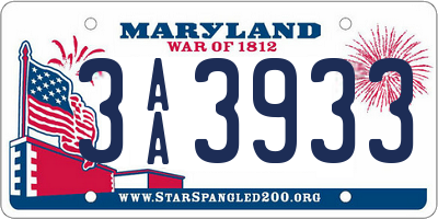 MD license plate 3AA3933