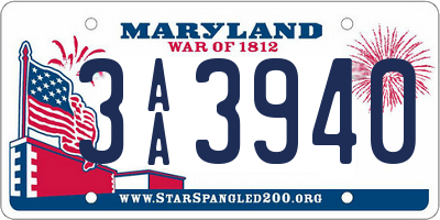 MD license plate 3AA3940