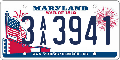 MD license plate 3AA3941