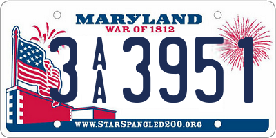 MD license plate 3AA3951