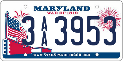 MD license plate 3AA3953