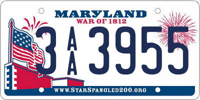 MD license plate 3AA3955