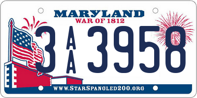 MD license plate 3AA3958