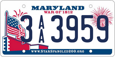 MD license plate 3AA3959