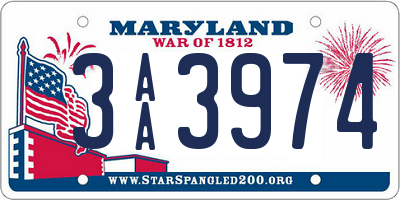 MD license plate 3AA3974