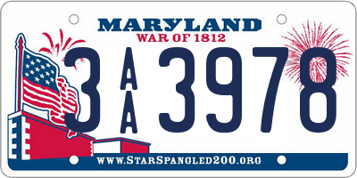 MD license plate 3AA3978