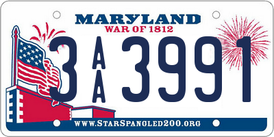 MD license plate 3AA3991