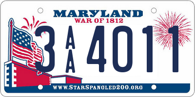 MD license plate 3AA4011