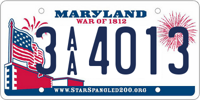 MD license plate 3AA4013