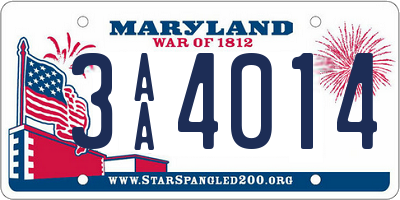 MD license plate 3AA4014