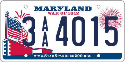 MD license plate 3AA4015