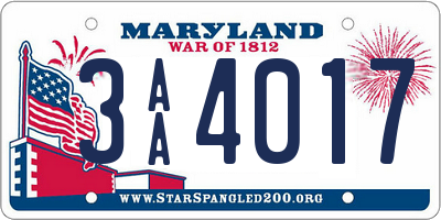 MD license plate 3AA4017