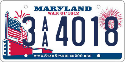 MD license plate 3AA4018