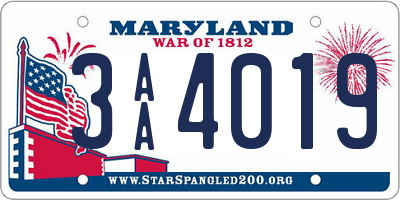 MD license plate 3AA4019