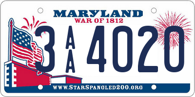 MD license plate 3AA4020