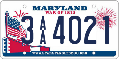 MD license plate 3AA4021