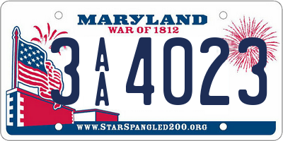 MD license plate 3AA4023