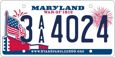 MD license plate 3AA4024