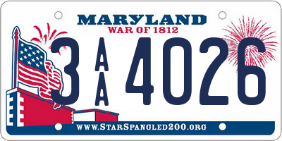 MD license plate 3AA4026