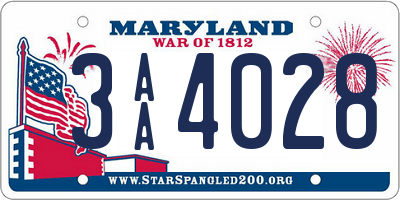 MD license plate 3AA4028