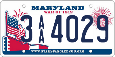 MD license plate 3AA4029