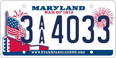 MD license plate 3AA4033