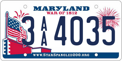 MD license plate 3AA4035