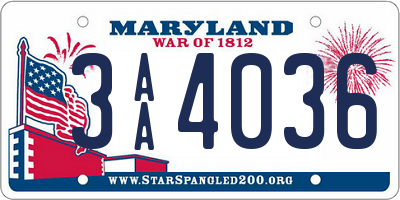 MD license plate 3AA4036