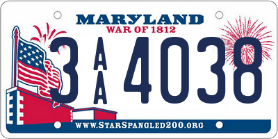 MD license plate 3AA4038