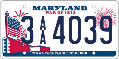 MD license plate 3AA4039