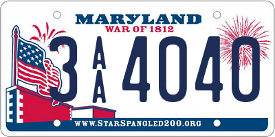 MD license plate 3AA4040