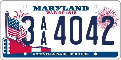 MD license plate 3AA4042