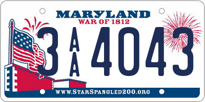 MD license plate 3AA4043