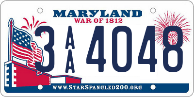 MD license plate 3AA4048