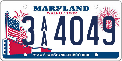 MD license plate 3AA4049