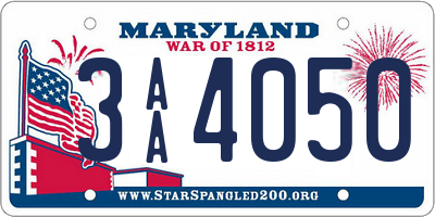 MD license plate 3AA4050