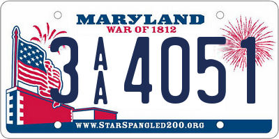 MD license plate 3AA4051