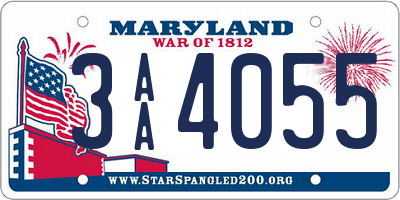 MD license plate 3AA4055