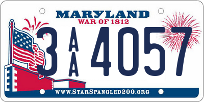 MD license plate 3AA4057