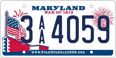 MD license plate 3AA4059