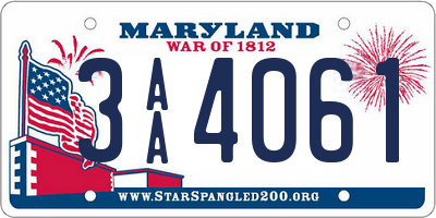 MD license plate 3AA4061