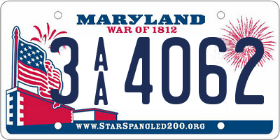 MD license plate 3AA4062