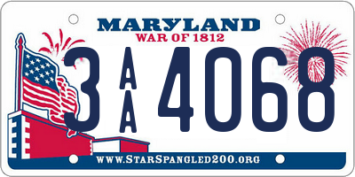 MD license plate 3AA4068