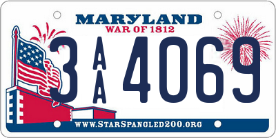 MD license plate 3AA4069