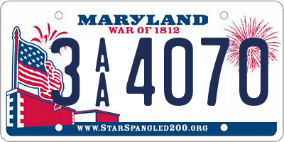 MD license plate 3AA4070