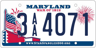 MD license plate 3AA4071