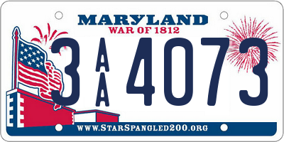 MD license plate 3AA4073