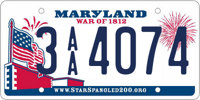 MD license plate 3AA4074