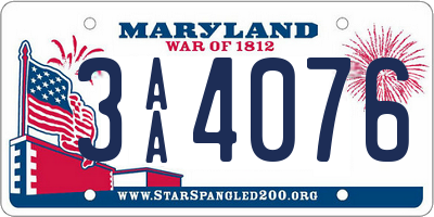 MD license plate 3AA4076