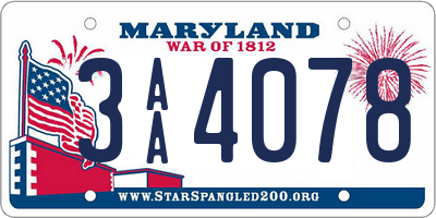 MD license plate 3AA4078